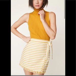 LPA Yellow and White Striped Mini Skirt